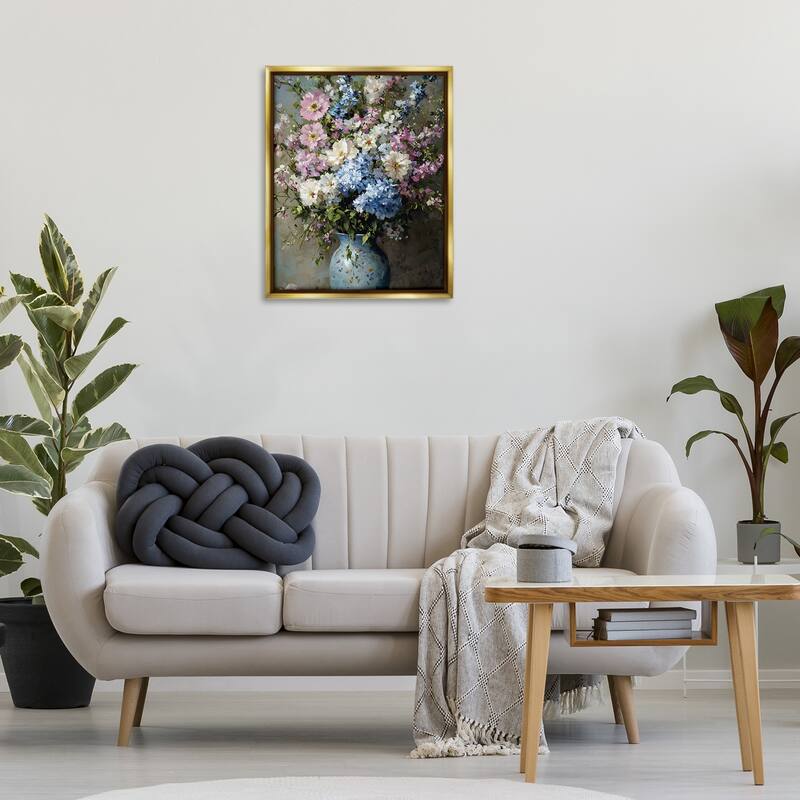 Stupell Traditional Cool Tone Bouquet Framed Floater Canvas Wall Art Design By Franklyn Gregory