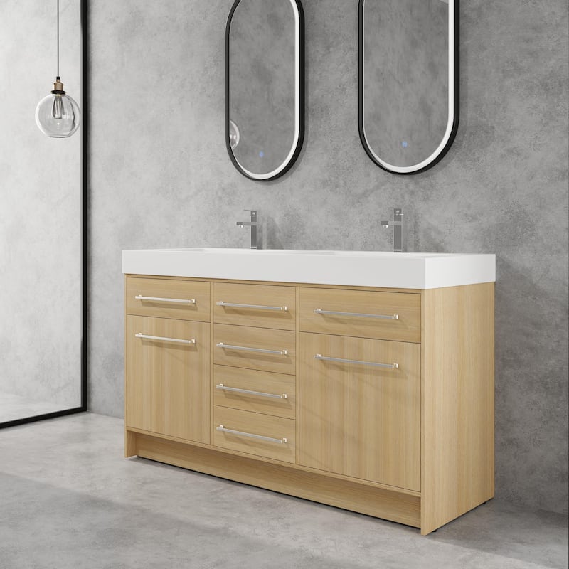 BNK 48''/60'' Bathroom Vanity With Sink, Freestanding Bathroom Vanity with 6 Drawers and 2 Soft Close Doors