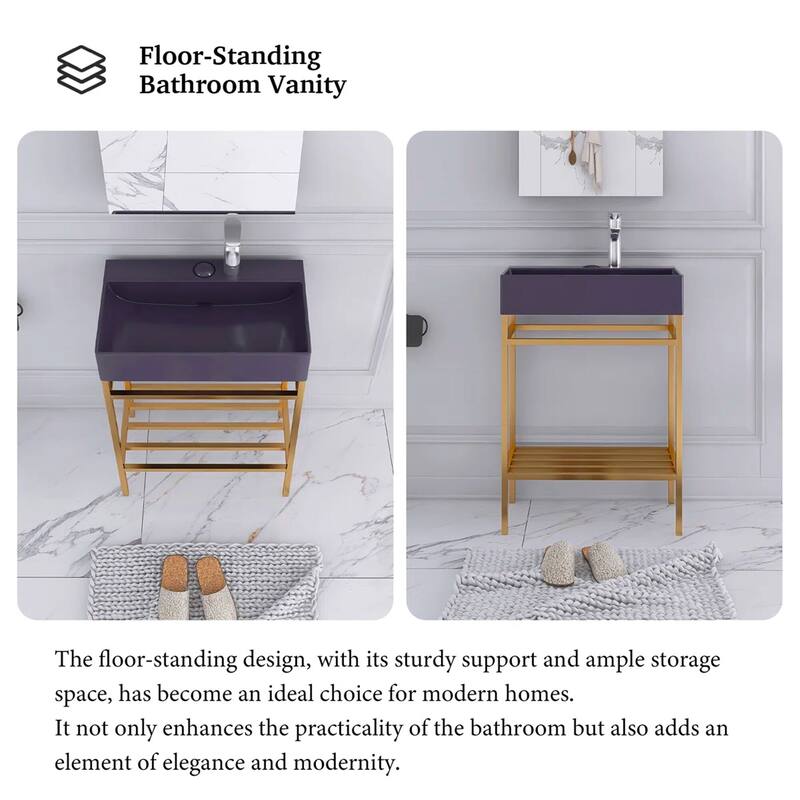 24" Freestanding Bathroom Vanity with Ceramic Sink - 23.62'' x13.98'' x 33.46''