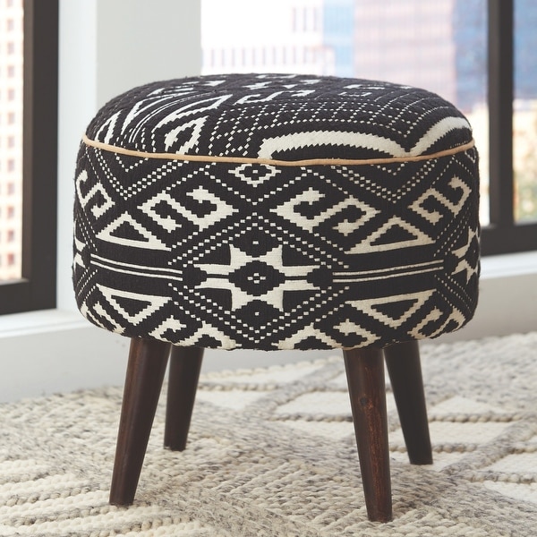 Black and white ottoman stool deals