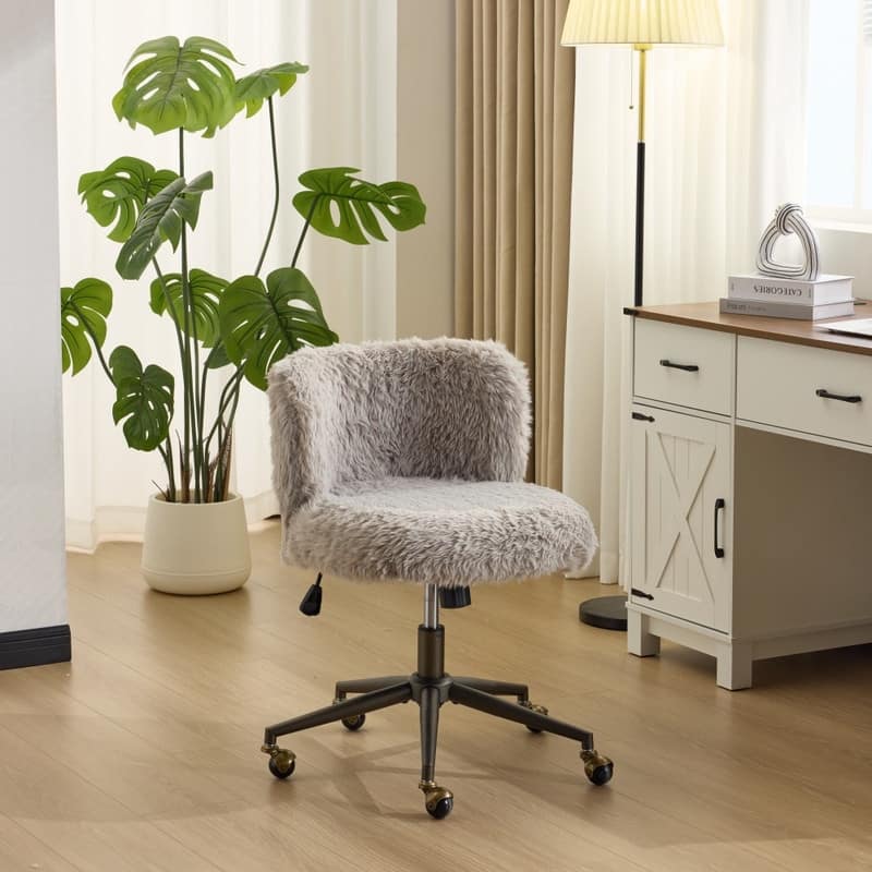 Plush Velvet Swivel Chair Antique Bronze Base With Wheels
