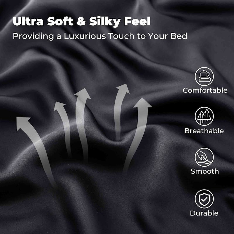 3 Piece All Season Silky Soft Satin Reversible Comforter Set