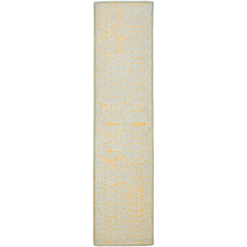 SAFAVIEH Handmade Cambridge Laureta Modern Moroccan Wool Rug - 2'6" x 10' Runner - Blue/Gold