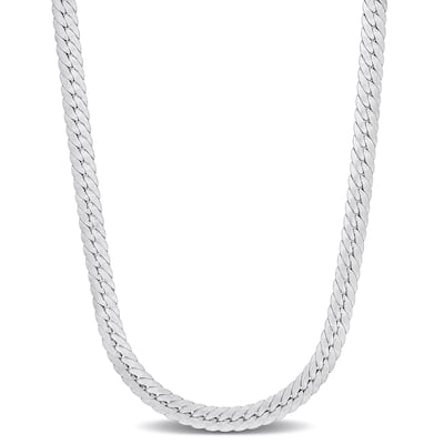 Miadora Sterling Silver Herringbone Chain Necklace