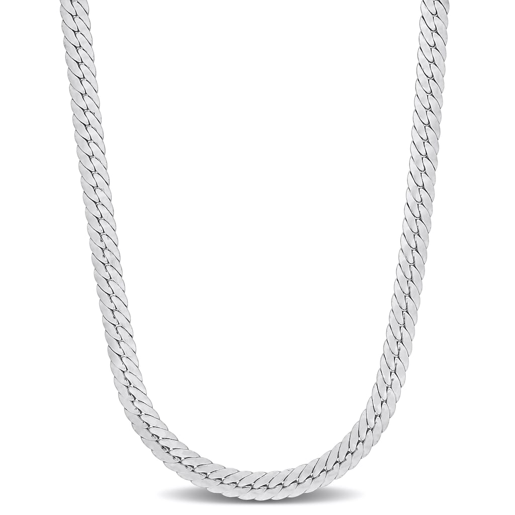 Miadora Sterling Silver Herringbone Chain Necklace