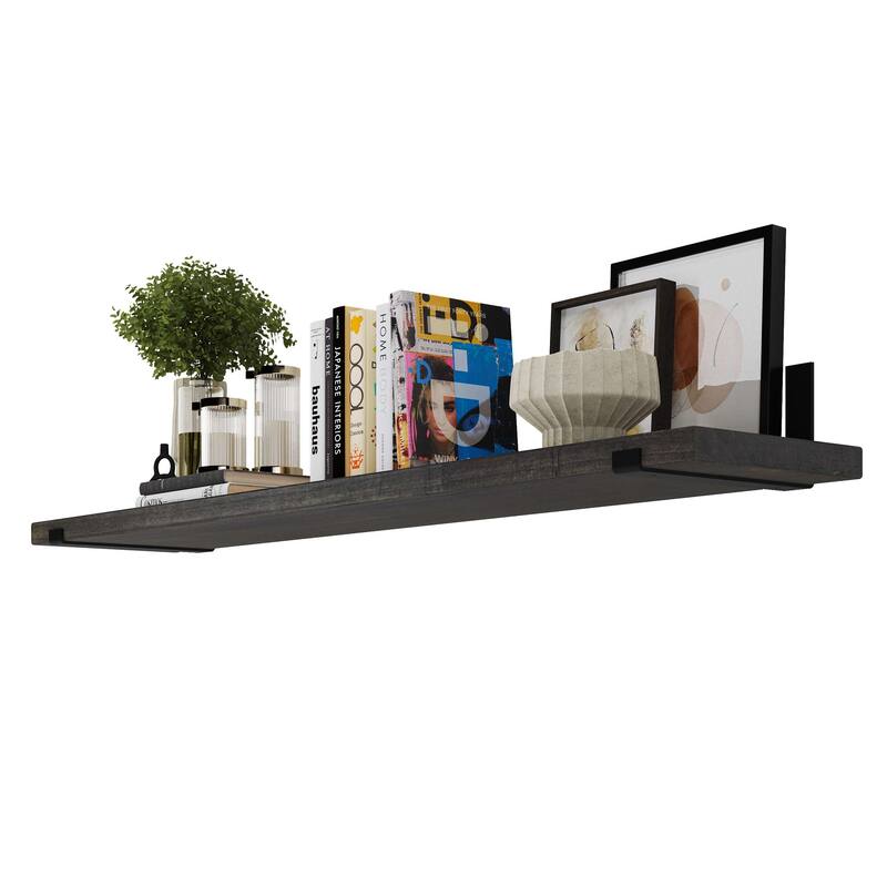 Wallniture Forte Wood Board 60" Long, 11.25'' Deep, 1.5" Thick, Wood Floating Shelf for Wall with Heavy Duty Metal Brackets, 1pc