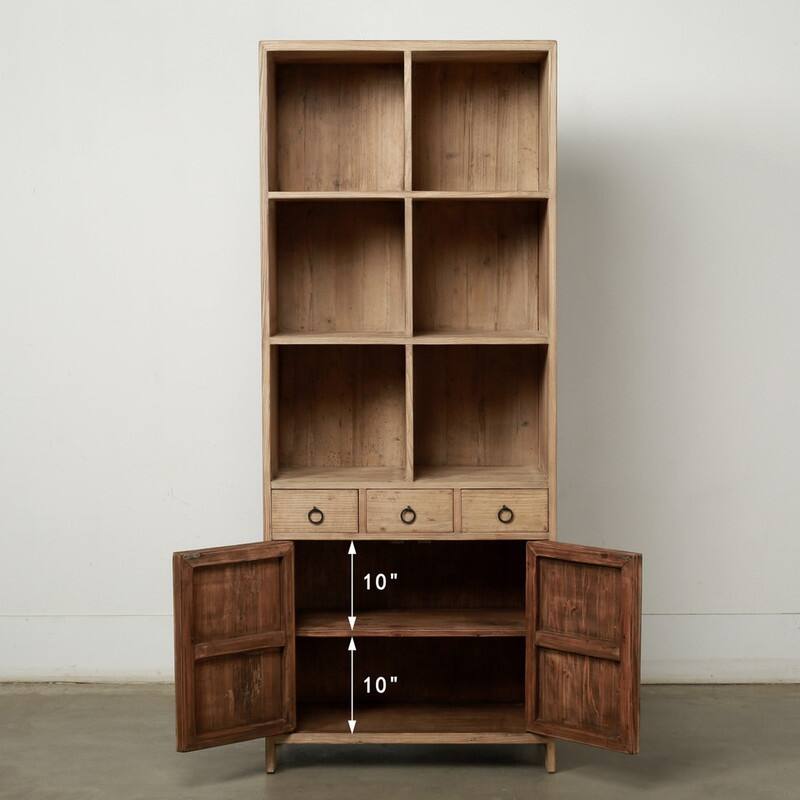 Approx. High Reclaimed Pine Shelf with Three Drawers