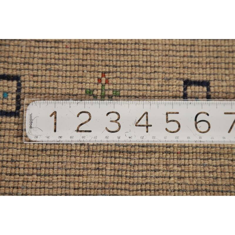 Tribal Gold Gabbeh Oriental Area Rug Hand-Knotted Modern Wool Carpet - 4'8" x 6'6"