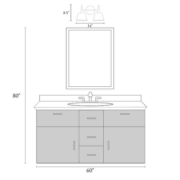 dimension image slide 0 of 2, Nisa Modern Gold 2-Light Bathroom Vanity Light White Gold Wall Sconce - L 14" x W 7.9" x H 8.5"