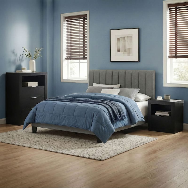 Furniture of America Merro Modern 3-Piece Solid Wood Bedroom Set - Black/Grey - Queen