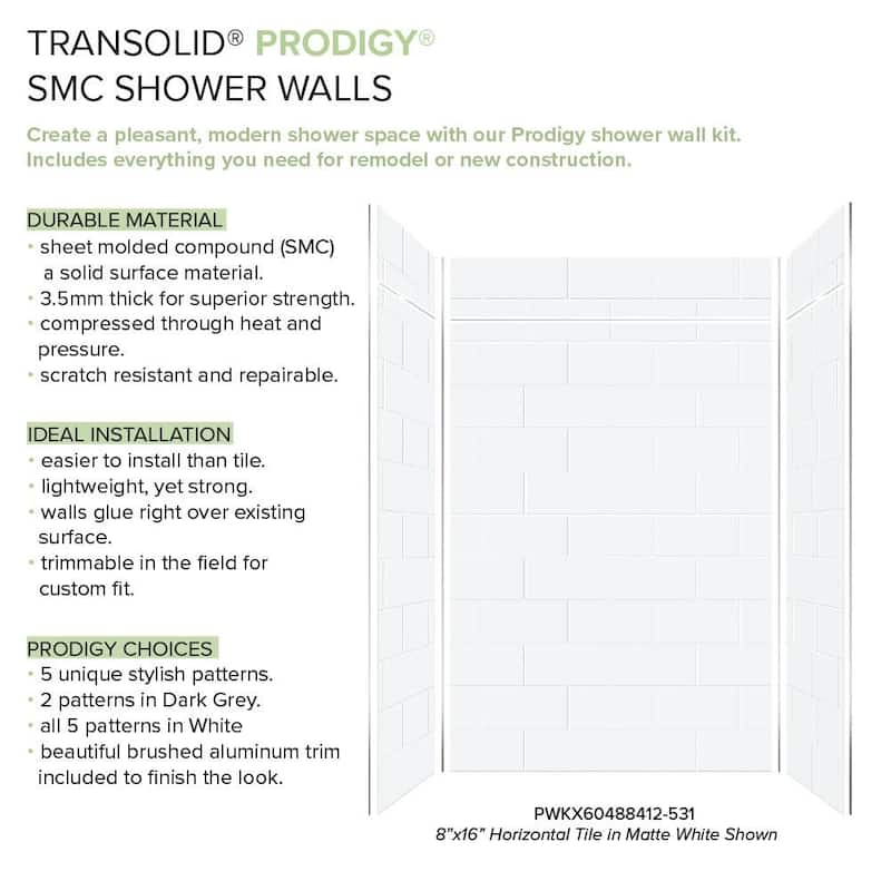 Transolid PWKX60488412 Prodigy 96" H x 60" W x 48" D Three Panel