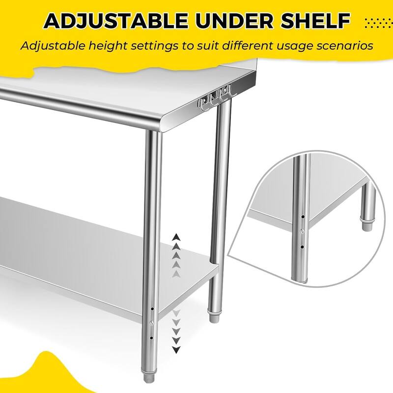 60" x 24" Stainless Steel Work Table with Under Shelf