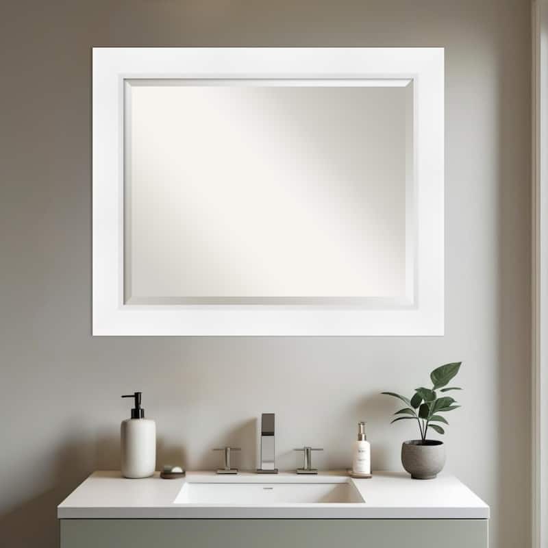 Sloped Beveled Framed Bathroom Vanity Wall Mirror