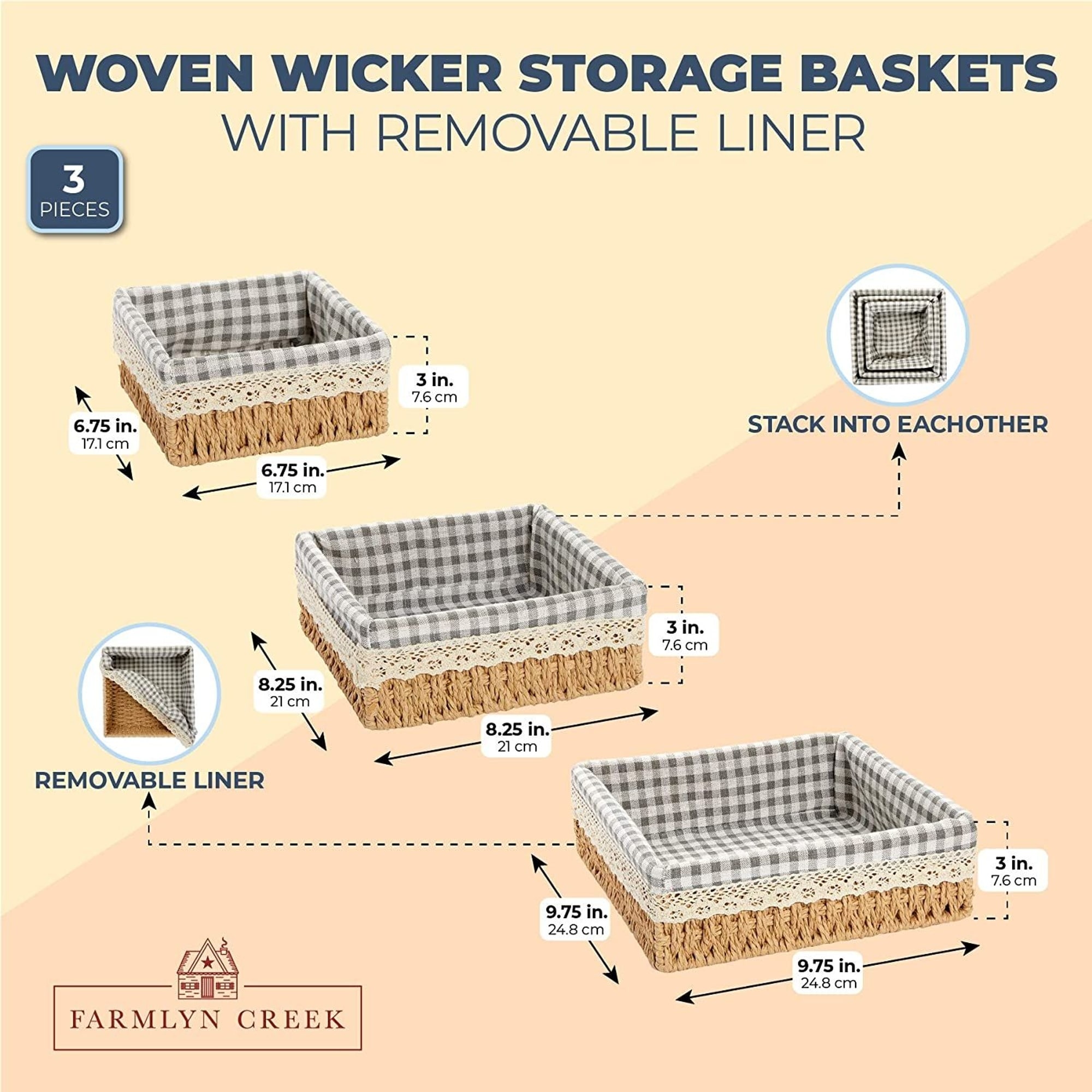 Farmlyn Creek Cotton Woven Baskets for Storage, Light Blue Organizers