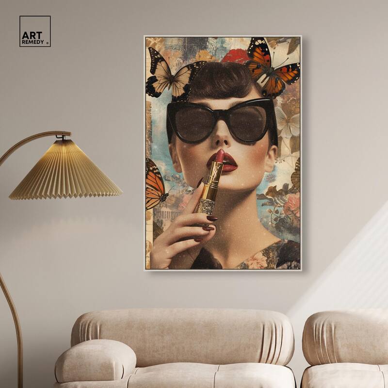 Iconic Lady Butterfly Collage II Canvas by Art Remedy