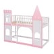preview thumbnail 15 of 14, Fun Design Twin over Twin Pink Castle Shape Bunk Beds, Kids Bunk Beds