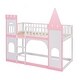 preview thumbnail 15 of 14, Twin Over Twin Castle Bunk Bed with Ladder,Versatile Floor BedEasy to Assemble