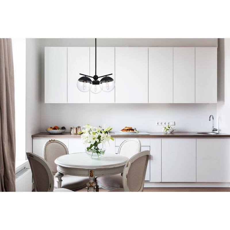 Clear Glass/ Metal 3-Light 21 inch Pendant