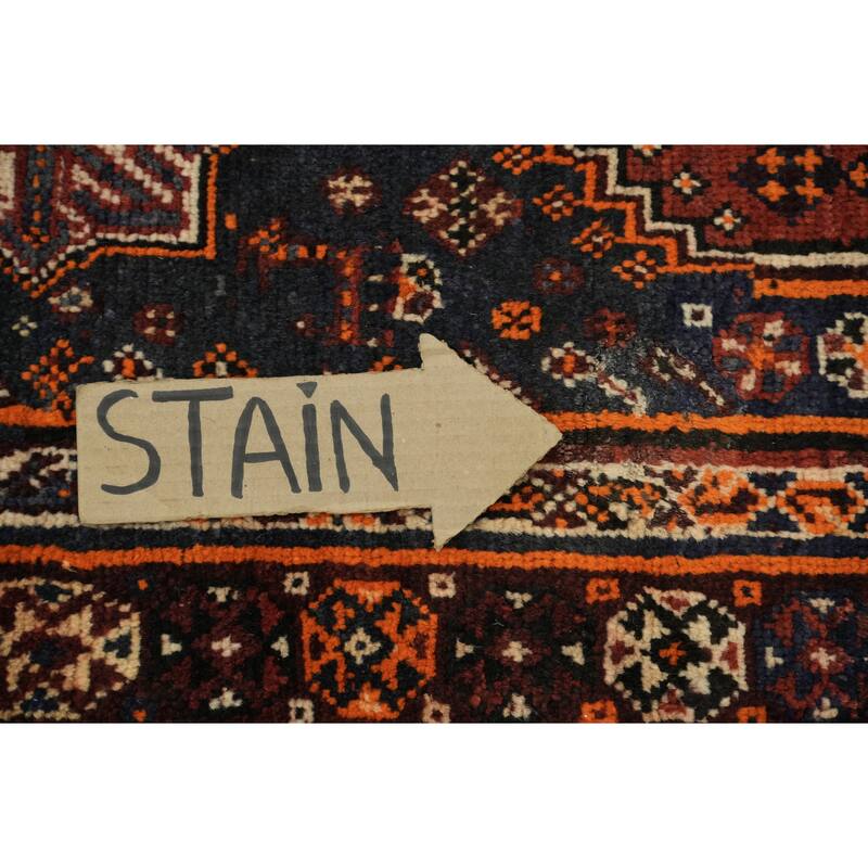 Hand Knotted Oriental 100% Wool Carpet Traditional Tribal Red Qashqai Area Rug - 6' 7'' X 4' 0''