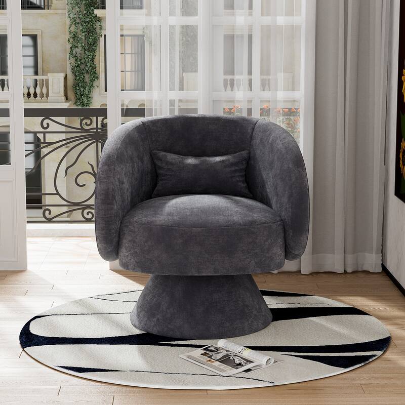 Ouyessir 360 Degree Swivel Cuddle Barrel Sofa Chairs - Dark Grey