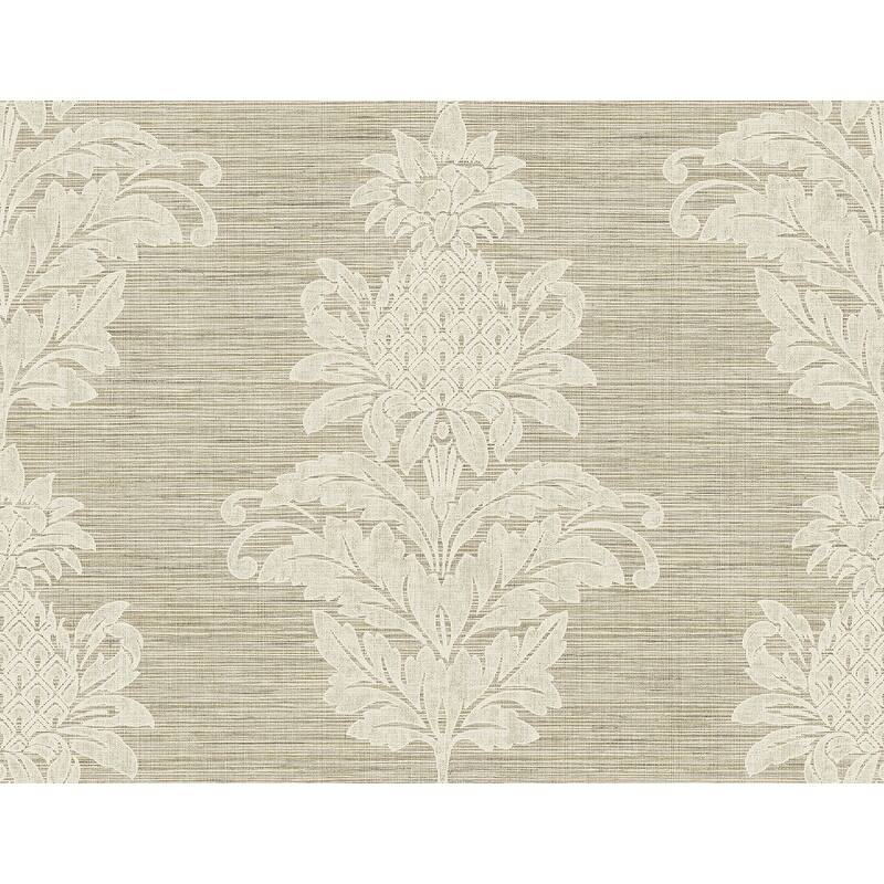 Kenneth James Pineapple Grove Brown Damask Wallpaper - 27in x 324in x 0.025in