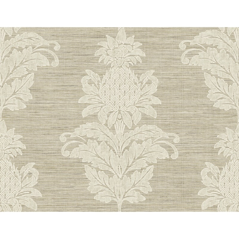 Kenneth James Pineapple Grove Brown Damask Wallpaper - 27in x 324in x 0.025in