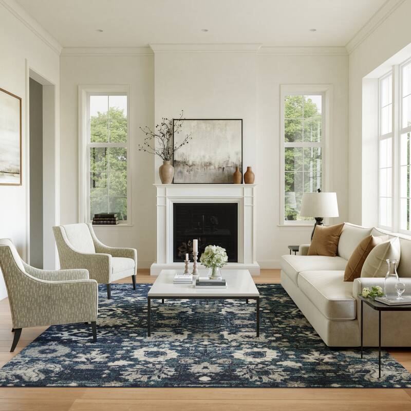 Nourison Passion Boho French Country Floral Area Rug. - 8' x 10' - Surf - Runner/Rectangle