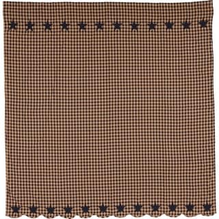Primitive Bath VHC Star Shower Curtain Rod Pocket Cotton Star Appliqued