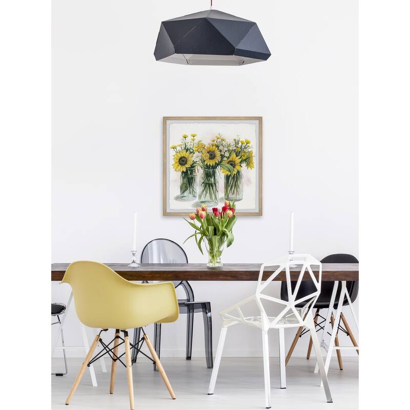 Sunflowers in Glass Jars II Framed Wall Art, Floral Delight - A Blooming Accent for Your Living Space