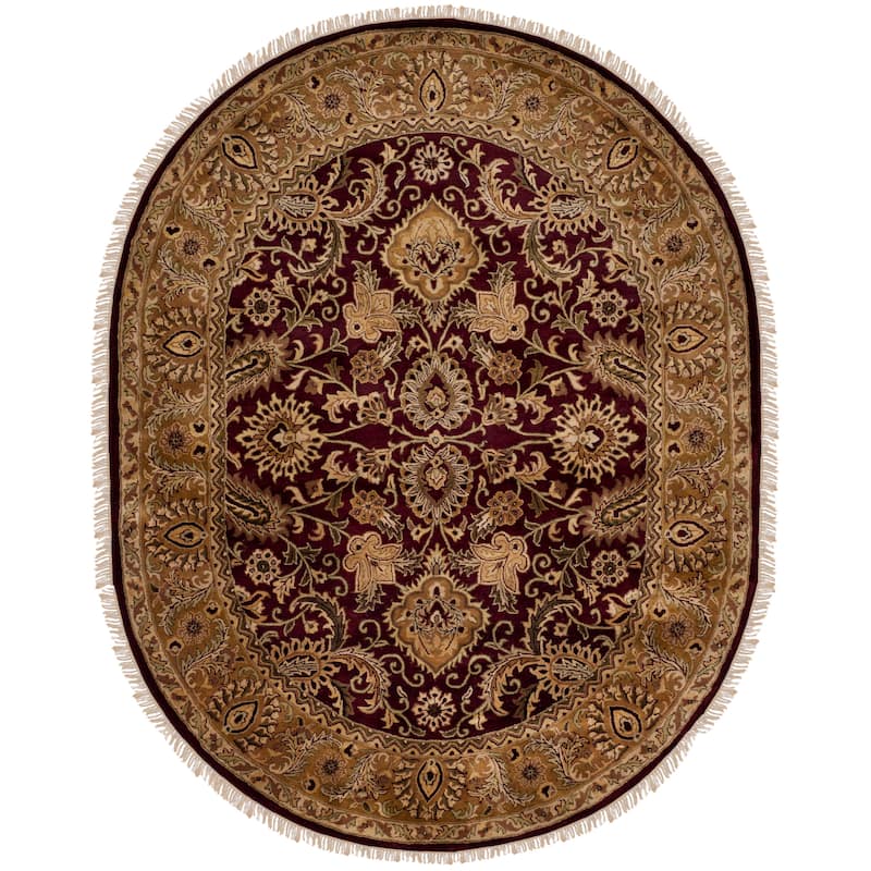 SAFAVIEH Handmade Classic Selvaggia Traditional Oriental Wool Rug - 7'6" x 9'6" Oval - Rust/Green