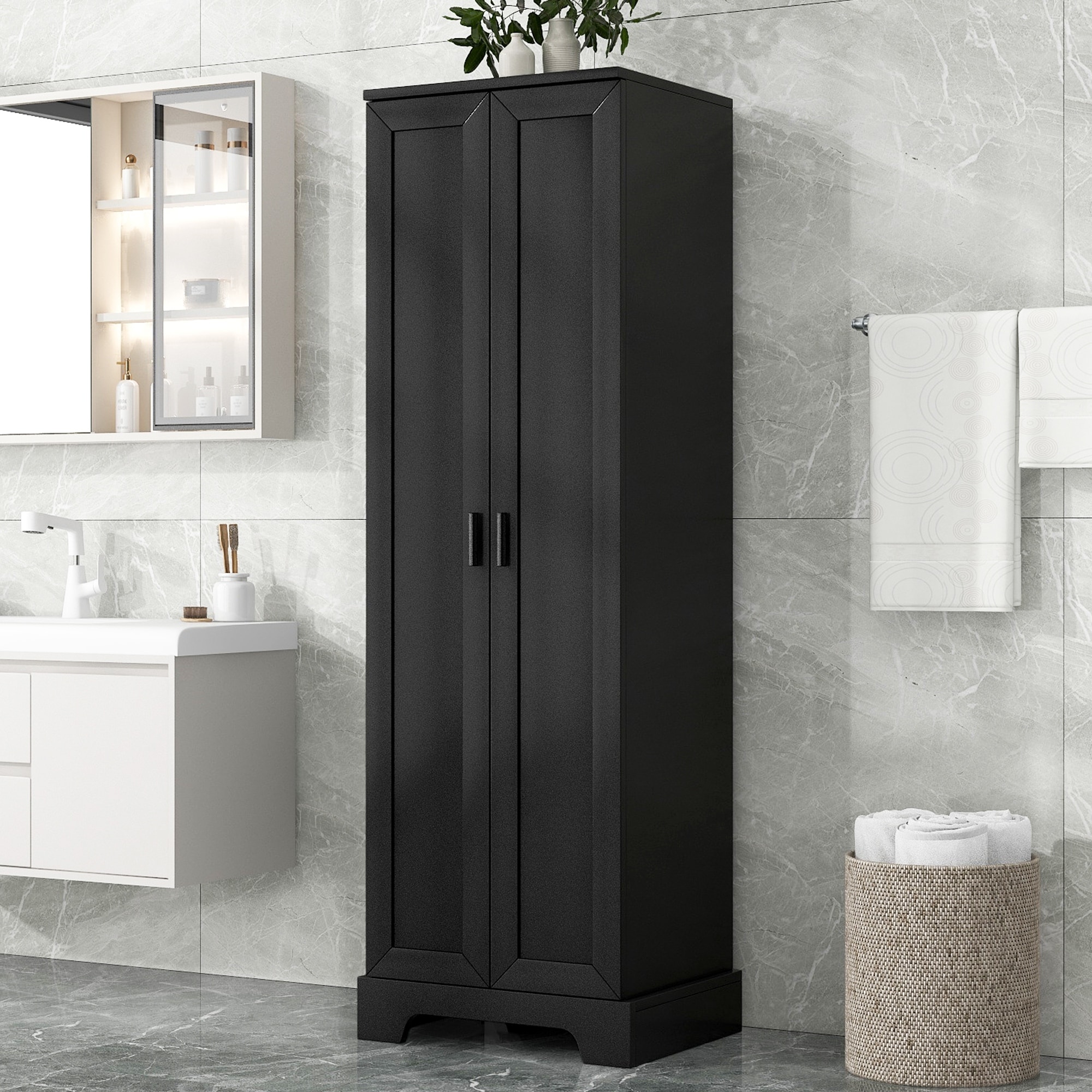 GDFStudio - Lucas Spacious Two-Door Storage Cabinet with Adjustable Shelves