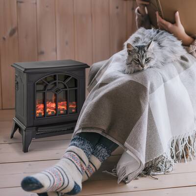 HOMCOM 1500W Portable Electric Fireplace Heater with 323 Sq. Ft. Radius
