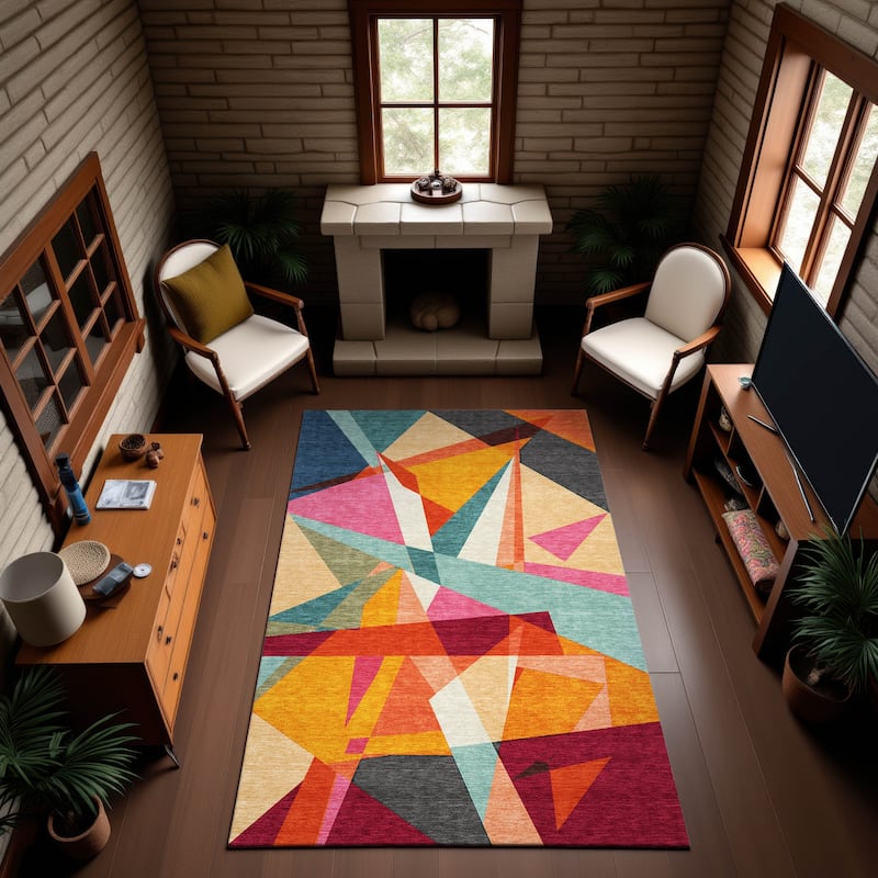 Premium Washable Super Soft Abstract Mosaic Mayfield Rug - Orange - 5' x 7'6"