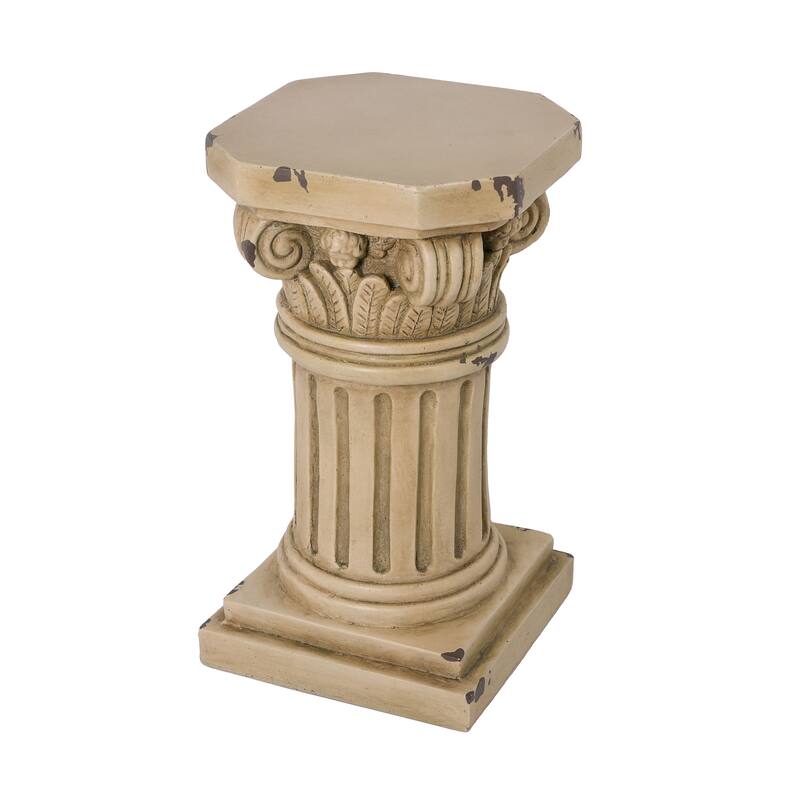 Christopher Knight Home - 18.50"H Classical Ionic MGO Pedestal Plant Stand Side Table for Indoor & Outdoor