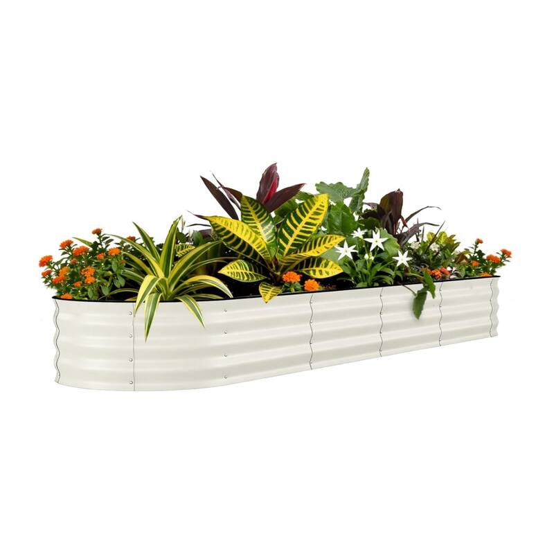 8x4x2FT Galvanized Steel Raised Garden Bed Kit With Anti-cut Strips for Vegetables Herbs and Flowers Beige - 240*60*45cm