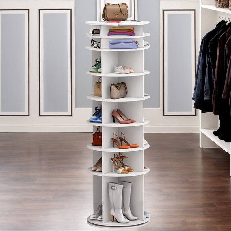 8 Tier Rotating Shoe Rack Tower, Spinning Shoe Display, Shoe Organizer,Vertical Handbag Rotate Shoes Closet Organization