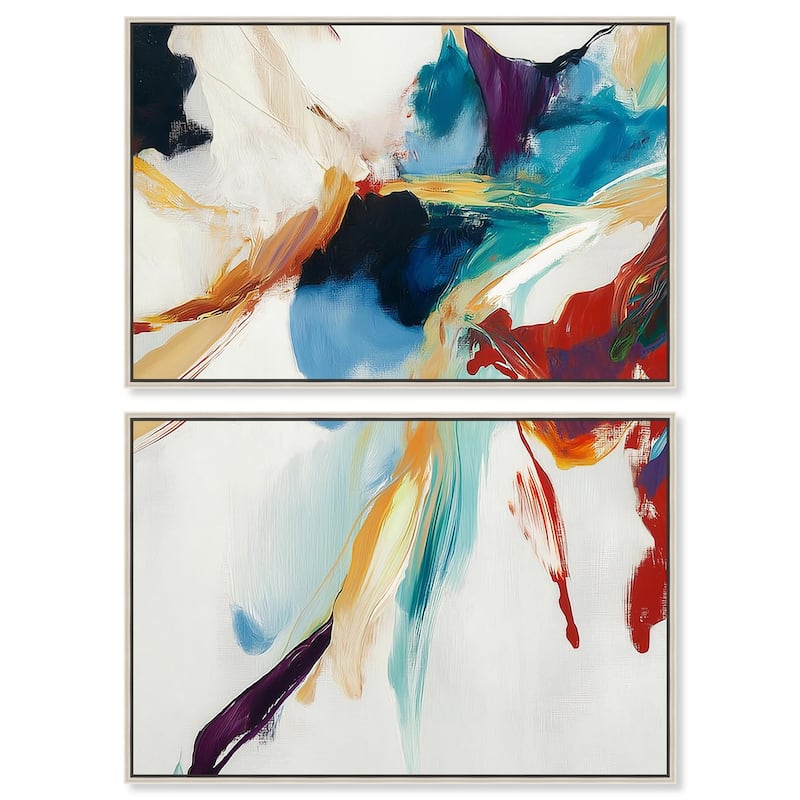 Vibrant Palette II Canvas Set of 2 by Art Remedy - 30" x 20" - Silver