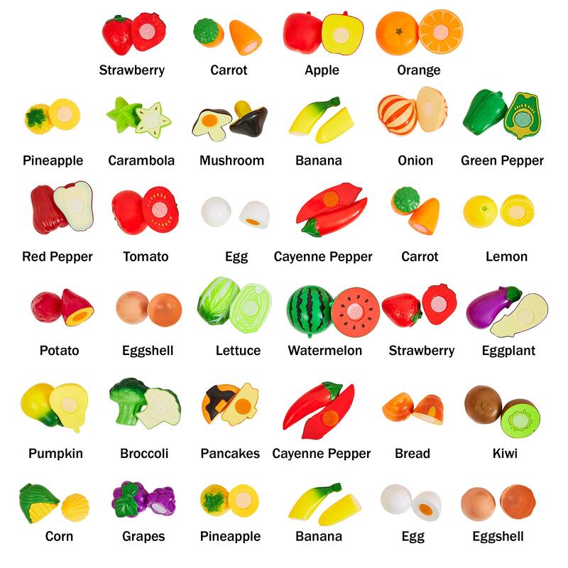 46-Piece Play Food Set by Hey Play - Multicolor