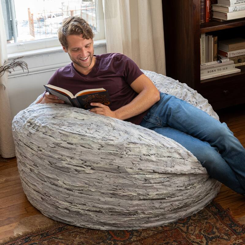 Jaxx 4' Foot Large Bean Bag Chair and Lounger for Teens and Young Adults - Luxe Faux Synthetic Fur
