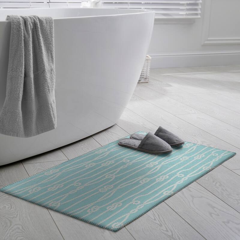 Indoor/Outdoor Harpswell Ocean Rope Washable Rug - 1'8" x 2'6" - Light Blue