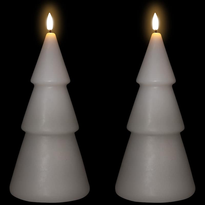 Flameless LED Flickering Christmas Tree Wax Candles - 10.5" - Set of 2