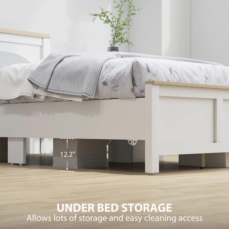 HOMCOM Twin Size Bed Frame with Headboard and Footboard, Twin Platform Bed Frame with Wooden Slats, Under-Bed Storage