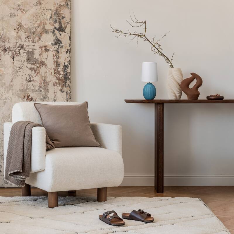 Mini Oval Table Lamp with Tapered Shade - 12.5" - Teal Blue