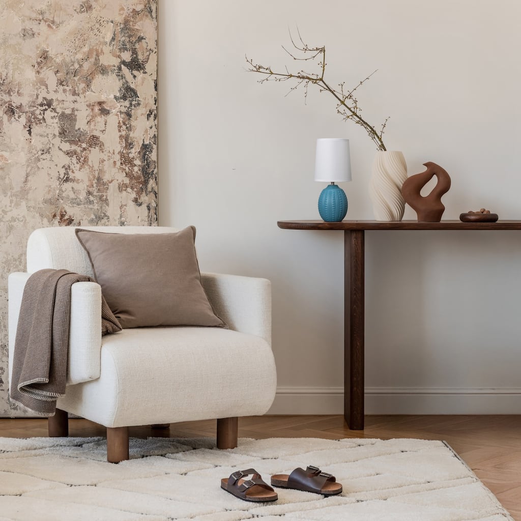 Mini Oval Table Lamp with Tapered Shade - 12.5" - Teal Blue