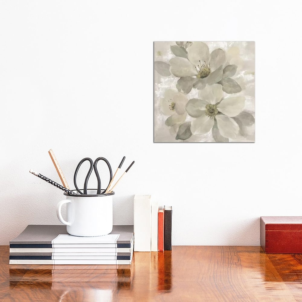 iCanvas "White On White Floral I" by Silvia Vassileva Canvas Print
