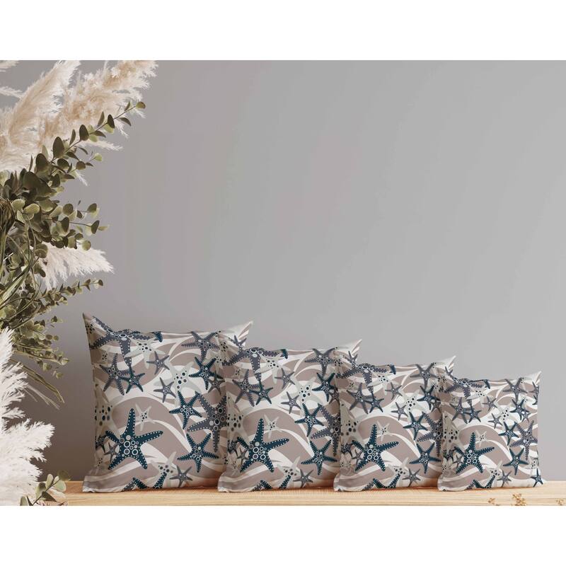 Starfish Sway Faux Suede Reversible Throw Pillow White and Gray