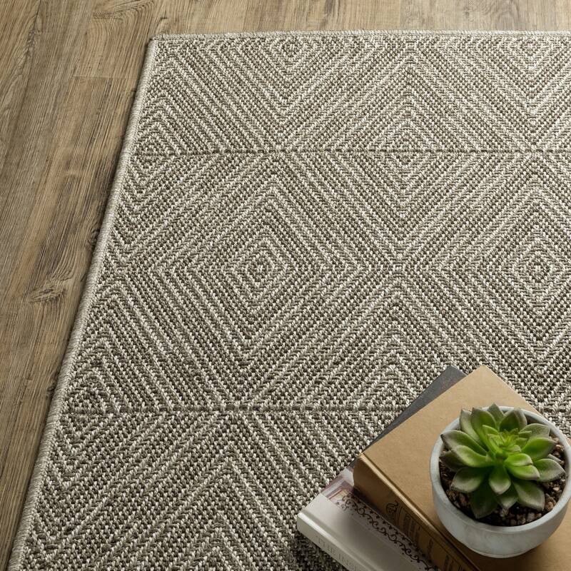 Style Haven Calayan Woven Diamond Grey Ultimate Performance Area Rug~