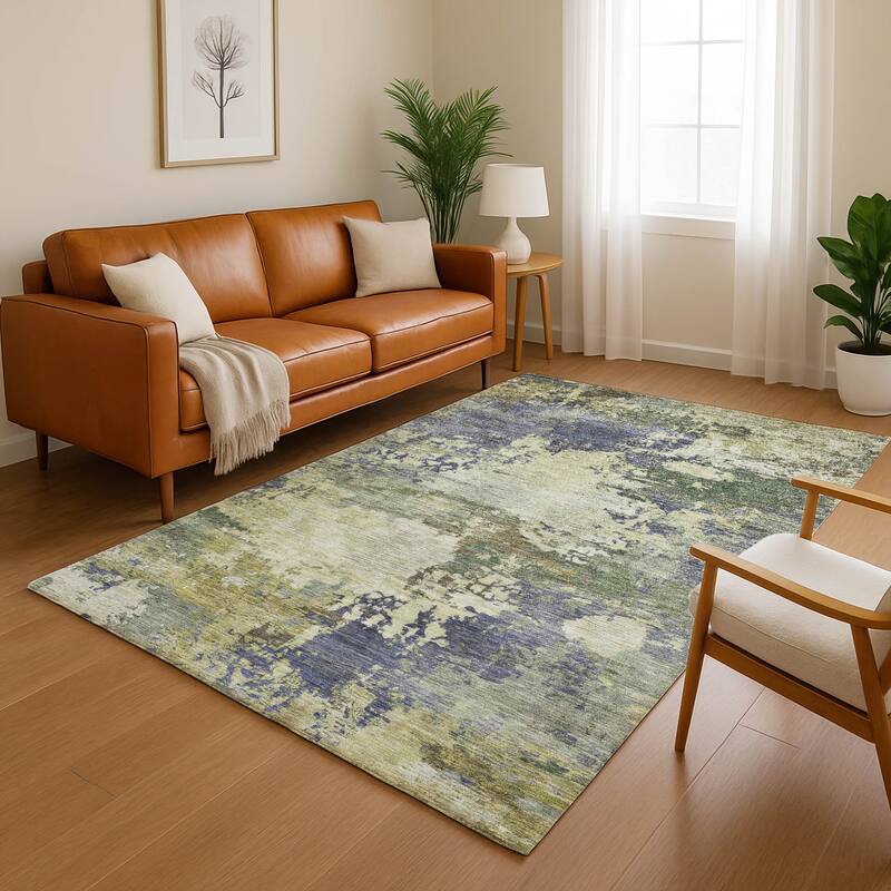 Premium Washable Super Soft Abstract Contemporary Mayfield Rug - Purple - 9' x 12'