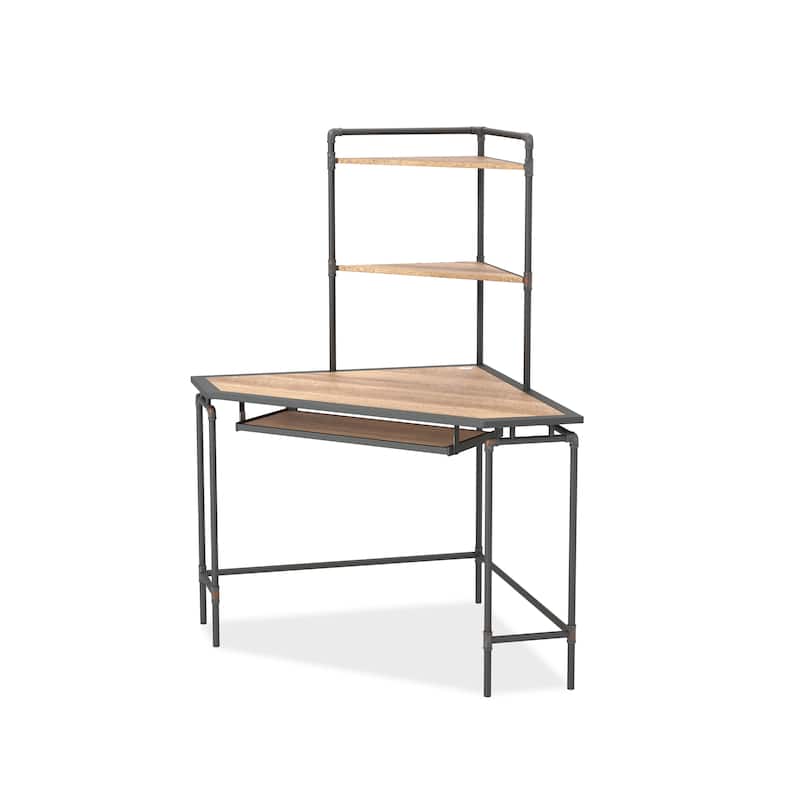 Ajax Industrial Brown 51-inch Steel Computer Desk with USB Port by Furniture of America