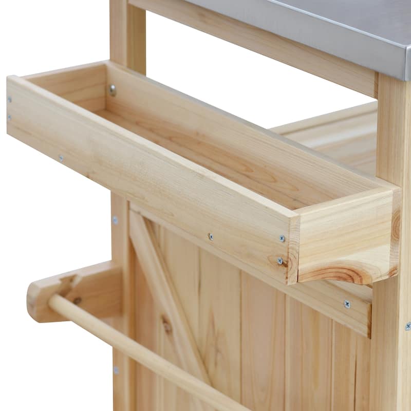 Jural Farmhouse Kitchen Island with Stainless Steel Top(50-in x19-in x36-in)